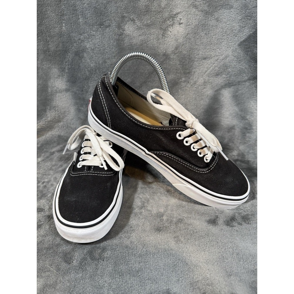 Vans Authentic Shoes Mens Size 7 Black Canvas Low Top Skate Casual Sneakers